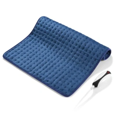 Afbeelding van Verwarmingskussen met automatische uitschakeling Elektrisch warmtekussen 50 x 60cm 5 snelle verwarmingstechnologieën, bescherming tegen oververhitting voor rug, schouders, nek, donkerblauw