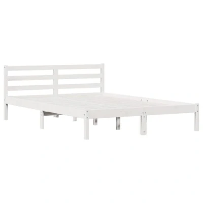 Afbeelding van vidaXL Bed Frame met Hoofdbord Wit 160x220 cm Massief Hout Grenen
