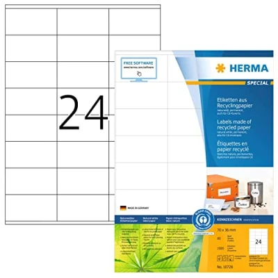 Afbeelding van Etiket HERMA recycling 10728 70x36mm 1920stuks wit
