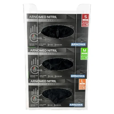 Afbeelding van Arnomed Set van 3 latex handschoenenhouders, 1 wandhandschoendispenser voor dozen, nitril, en vinyl handschoenenhouder, acryl wandhandschoenenhouder, transparant, 24,6 x 8,1 41 cm