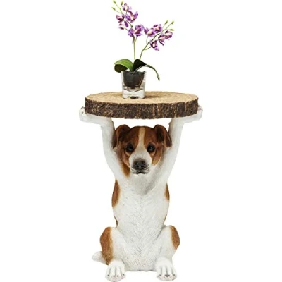 Afbeelding van Kare Design bijzettafel Animal Ms Jack Diameter: 33 cm Kleine ronde hond houtlook dierenbeeldje originele woonkamertafel afmetingen (h x b d): 52 35 bruin