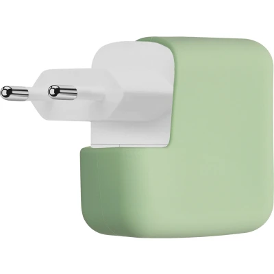 Afbeelding van kwmobile Beschermhoesje voor oplader geschikt Apple 35W Dual USB C Power Adapter Siliconen cover case in matcha groen
