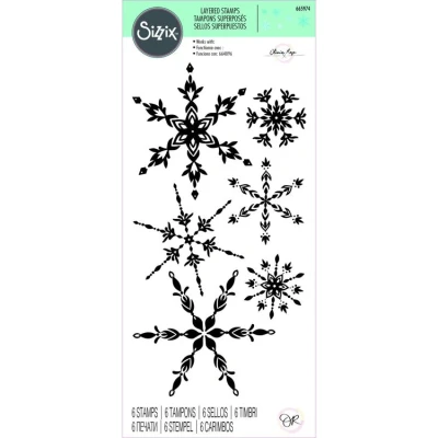 Afbeelding van Sizzix Layered Stamps by Olivia Rose Floating Snowflakes (6pcs) (665974) (DISCONTINUED)