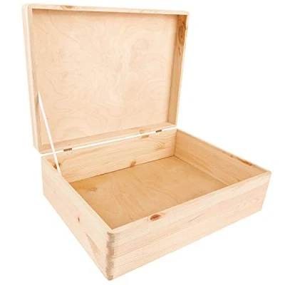 Image de Creative Deco Boite Rangement en Bois 40 x 30 14 cm Boîte Coffre BRUT