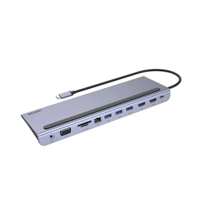 Image de UNITEK station d&#039;accueil usb 3.1 gen1 type c 3 ports 3.0 rj45 2x hdmi vga cartes sd audio pd 100w