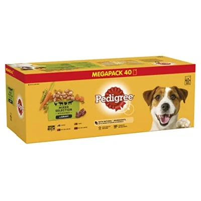 Afbeelding van 40x100g Pedigree Maaltijdzakjes Variëteitenmix in Saus Hondenvoer