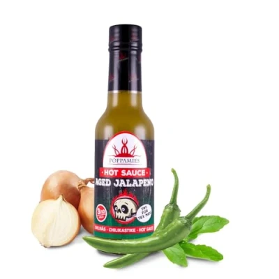 Afbeelding van Poppamies Oude jalapeno hete chilisaus, glutenvrij, veganistisch, lactosevrij, kruidig: 3/10, 150 ml