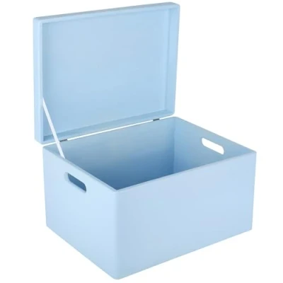 Afbeelding van Creative Deco XXL Grote Houten Doos Opbergdoos Blauw 40 x 30 24 cm met Deksel en Handvatten Kerst, Kerstmis Cadeau