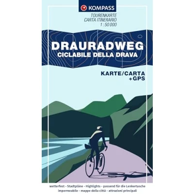 Afbeelding van KOMPASS Fahrrad Tourenkarte Drauradweg Ciclabile della Drava 1:50.000