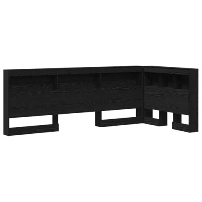 Afbeelding van vidaXL Opberghoofdbord met plank hoofdeinde opslag Zwart eiken 80 cm Bewerkt hout