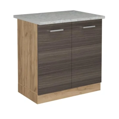 Afbeelding van Vicco Wastafelkast R Line, Edel grijs/Krachtige eik goud, 80 cm WB Marmer