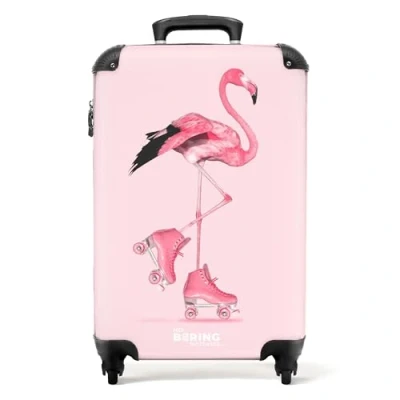 Afbeelding van NoBoringSuitcases.com® Kinderkoffer meisjes Roze flamingo 55x35x25