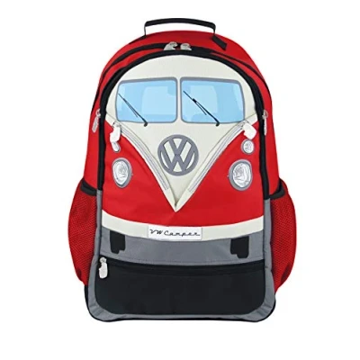 Afbeelding van BRISA VW Collection Volkswagen Combi Bus T1 Camper Van Grote Rugzak voor Computer, Gevoerde Tas met Veel Vakken Kantoor/Universiteit/School/Hiking/Sport (30L/Rood)