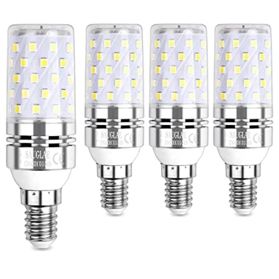 Afbeelding van SAUGLAE Led maïslampen, 12 W, 100 komt overeen met gloeilampen, E14, kleine Edison schroeven, 6000 K, koudwit, 1450 lm, 4 stuks