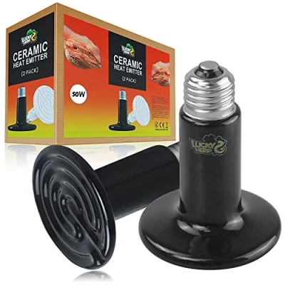 Afbeelding van LUCKY HERP 2 stuks 50 W keramische warmtelamp voor reptielen, schildpadden, terrarium, dieren baard tagames, kip, hond