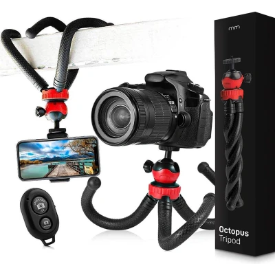 Afbeelding van MikaMax Telefoon Statief Camera Tripod Flexibel Incl Bluetooth Afstandsbediening Houder Geschikt voor Mobiele Telefoons en Camera’s
