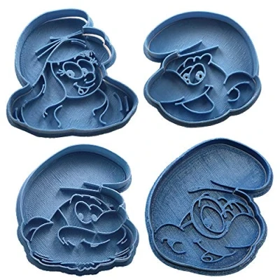 Afbeelding van Cuticuter 4 stuks uitsteekvormen van kunststof, blauw, 16 x 14 1,5 cm