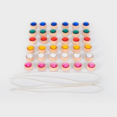 Afbeelding van tickit Wooden Lacing Jewels Pack of 36 + 3 laces