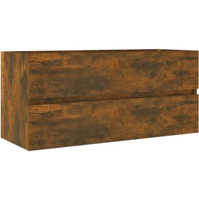Afbeelding van Wastafelkast 100x38,5x45 cm bewerkt hout gerookt eikenkleurig