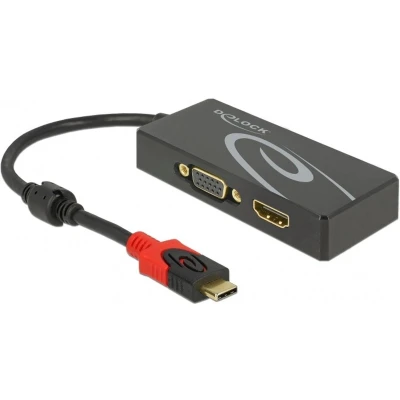 Afbeelding van Premium USB C naar HDMI en VGA splitter met DP Alt Mode / zwart 0,20 meter