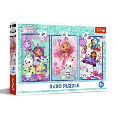 Afbeelding van Trefl Puzzle 3 x 80 Gabby&#039;s Dollhouse (240 onderdelen)
