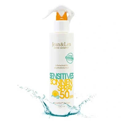Afbeelding van Jean &amp; Len Sensitiv Zonnespray 50 LSF waterdicht, voor gevoelige huid, 250 ml