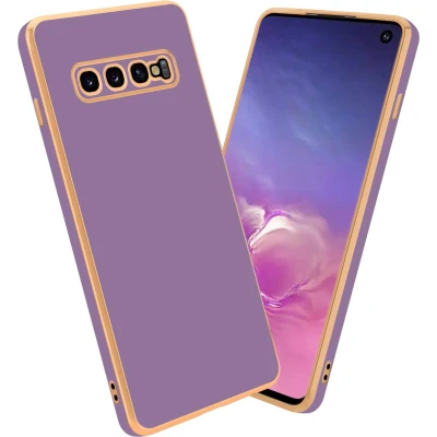Afbeelding van Cadorabo Hoesje geschikt voor Samsung Galaxy S10 PLUS in Glossy Paars Goud Beschermhoes Case Cover van flexibel TPU silicone en met camerabescherming