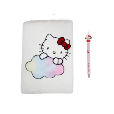 Afbeelding van Hello Kitty Plush Geschenksetje met een Notitieboek + Pen (uitwisbaar) (24x2,6x2,6 cm)