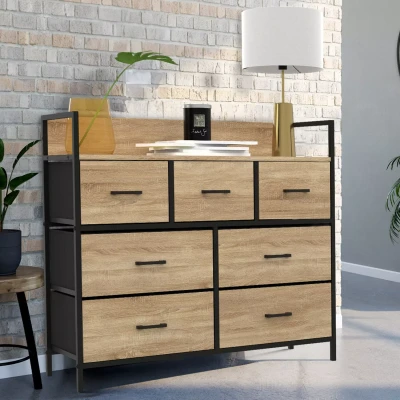 Image de Commode industrielle avec 7 tiroirs en tissu