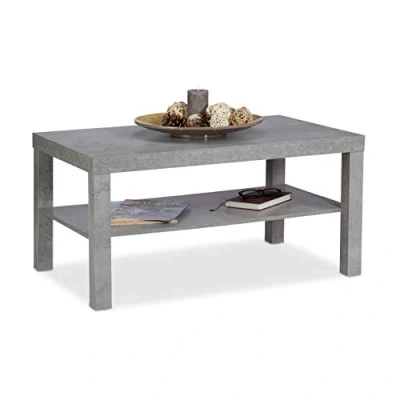 Afbeelding van Relaxdays salontafel betonlook bijzettafel twee etages 45 x 90 55 cm grijs