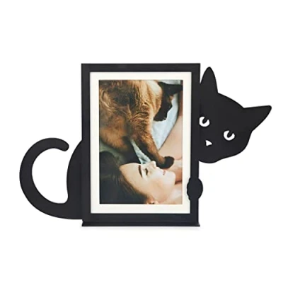 Afbeelding van Balvi fotolijst Hidden cat verticaal Zwart / 19,5 x 31 4 cm Metaal
