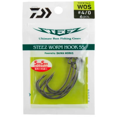 Afbeelding van Daiwa Steez Worm Hook SS WOS Roofvis Haak #3/0 7 stuks Dropshothaken