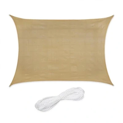 Afbeelding van Relaxdays schaduwdoek rechthoekig HDPE zonnedoek concaaf verschillende groottes beige, 2 x 4 m
