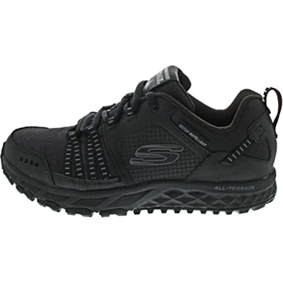 Image de Skechers Baskets Escape Plan pour homme, Bordure en maille de cuir noir, 42 EU