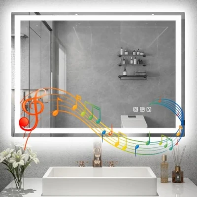 Afbeelding van STARLEAD 60 x 80 cm LED Backlit Verlichte Bluetooth Badkamer Spiegels, Spiegel met Verlichting, Demister Pad, Touch Button Make up Wandmontage