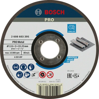 Afbeelding van Bosch Accessories 2608603395 Doorslijpschijf recht 115 mm 1 stuk(s) Staal