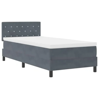 Afbeelding van vidaXL Boxspringbed met Matras &amp; LED Donkergrijs 90x190 cm Fluweel