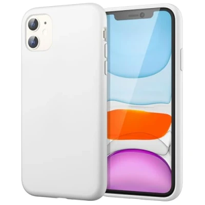Afbeelding van JETECH siliconen beschermhoes voor iPhone 11 (2019) 6,1 inch (15,4 cm), rondom bescherming, zijdeachtig gevoel, binnenvoering van zachte microvezelstof, stootvast, wit