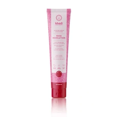 Afbeelding van khadi ROSE REVOLUTION Ayurvedische conditioner, onmiddellijke kammen en dagelijkse verzorging zonder siliconen, 100% natuurlijk, veganistisch sulfaatvrij, gecertificeerde natuurlijke cosmetica, 200