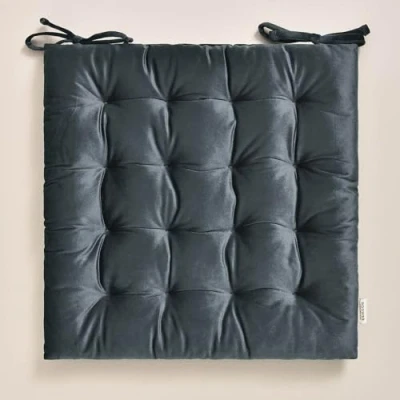 Afbeelding van ROOM99 Nova Stoelkussen, 40 x cm, met strepen, vloerkussen voor buiten, binnen en woonkamer, fluweel, donkergrijs