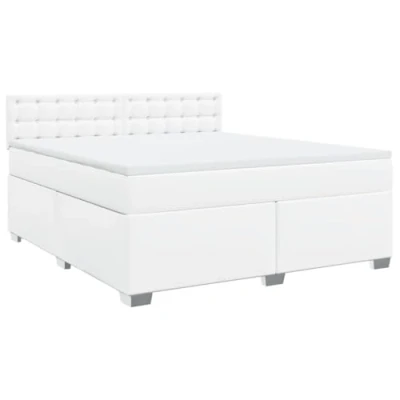 Image de vidaXL Sommier à lattes de lit avec matelas Blanc 180x200cm Similicuir