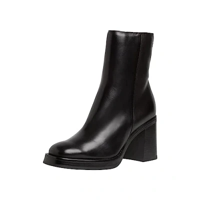 Afbeelding van Tamaris Enkellaarsjes met hoge hak, Dames, Maat: 36, Black Leer