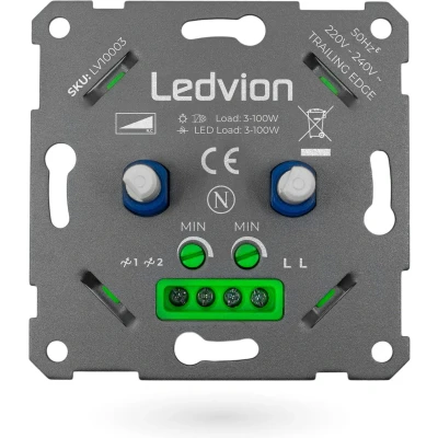 Afbeelding van Ledvion Universele led dimmer voor 2 ledlampen van 3 tot 100 W, incl. adapter