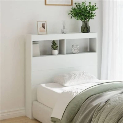 Image de vidaXL Armoire tête de lit avec LED blanc 100x17x102 cm839182