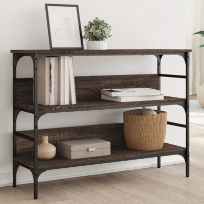 Afbeelding van Wandtafel 100x32x75 cm bewerkt hout bruin eikenkleur