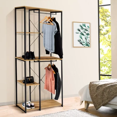 Image de Dressing double penderie DETROIT étagères design industriel