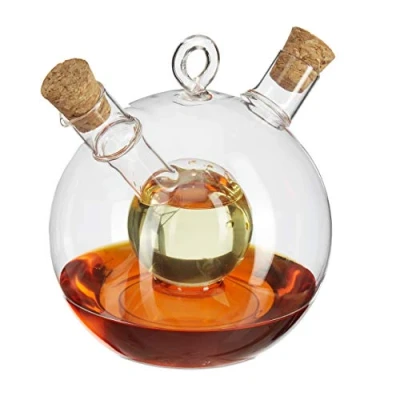 Afbeelding van Relaxdays olie en azijnstel 2 in 1 oliefles glas oliedispenser azijn set