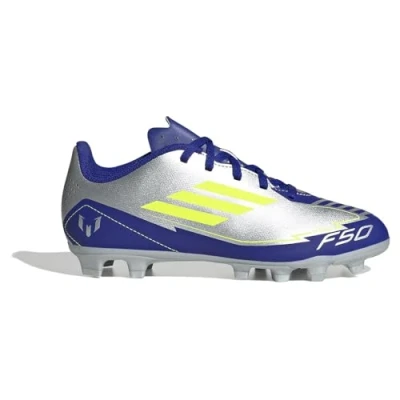 Afbeelding van adidas Uniseks kinderen F50 CLUB voetballaarzen FG/MG, Zilver Met./Solar Geel/Lucid Blauw, 33 EU