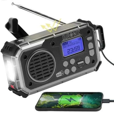 Afbeelding van Duronic SDAB1 Dab+ draagbare radio met batterij of 3 AAA batterijen, zonne energie, zwengel, dynamo, digitale radio, zaklamp, alarm, SOS, kamperen, wandelen, outdoor, noodgevallen