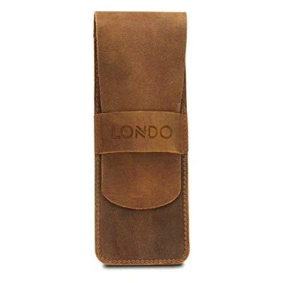 Afbeelding van Londo Pennenetui van echt leer (zwart), Kameel., Pen Case